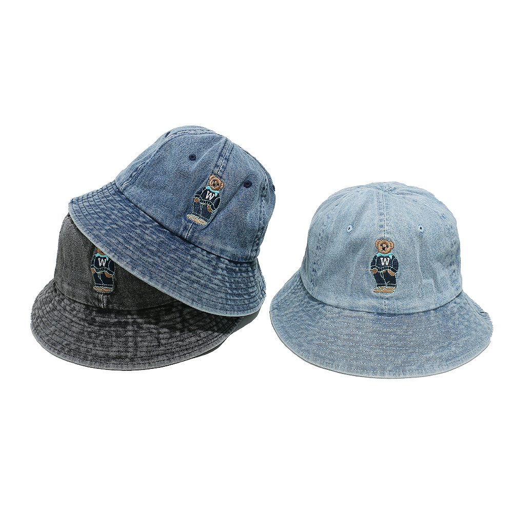 Embroidery vintage washed denim bucket hats YB-BQMZ141YB-BQMZ141
